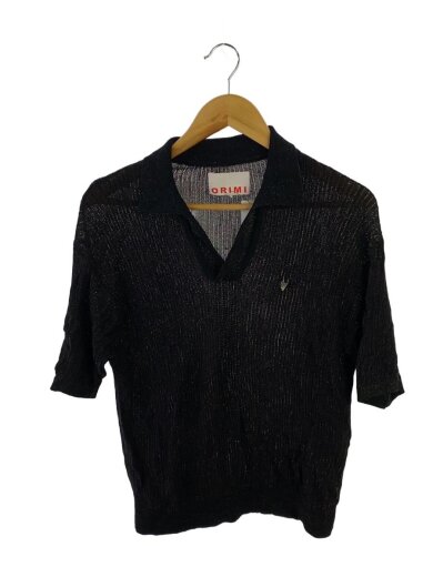 商品画像：LAME SKIPPER KNIT POLO/ORIMI/ポロシャツ/FREE/レーヨン/ブラック/S22502 1