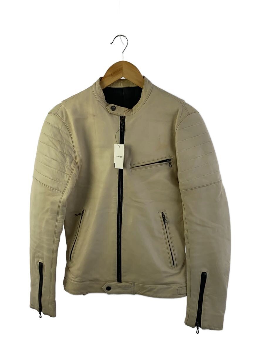 SHELLAC / ラムレザーシングルライダースジャケット/44/羊革/ベージュ