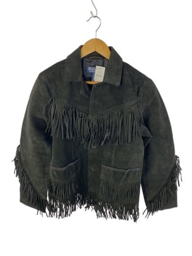 商品画像：フリンジカービングウエスタンレザージャケット・ブルゾン/XS/牛革/ブラック/タグ付き 1