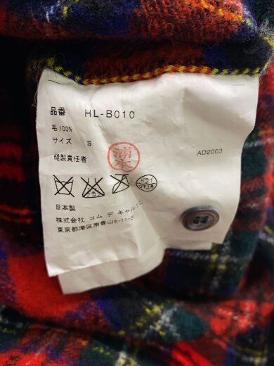 商品画像：AD2003/田中オム/サイズ難/長袖シャツ/S/ウール/レッド/チェック/HL-B010 4