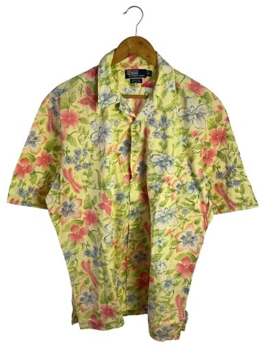 商品画像：90s/CLAYTON/開襟/オープンカラー半袖シャツ/L/コットン/イエロー/花柄 1