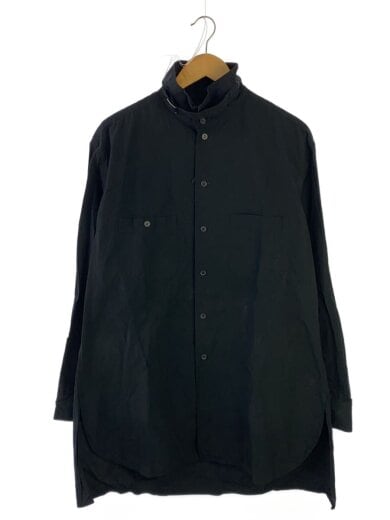 商品画像：COTTON LINEN STAND COLLAR SHIRT/長袖シャツ/コットン/BLK/UM-B11-002// 1