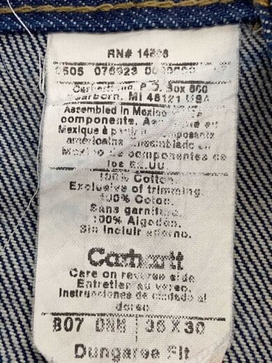 画像：CarharttDOUBLE FRONT DENIM WORK PANT/Dungaree Fit/ペインターパンツ/インディゴ5