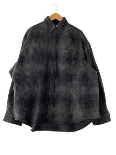 商品画像：Oversized Check Shirt/長袖シャツ/L/ウール/グレー/チェック/725377 1