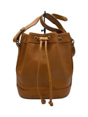 巾着型ショルダーバッグ/レザー/BRW