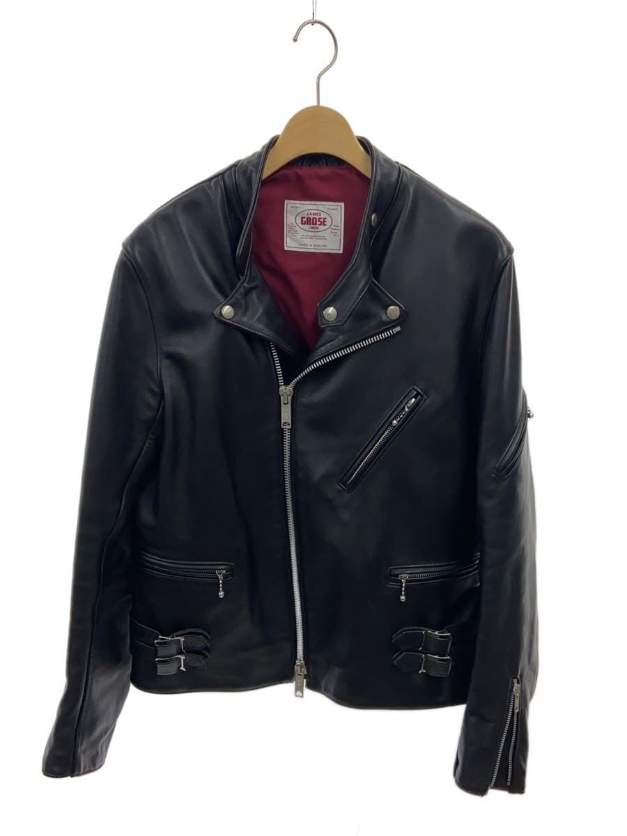 JAMES GROSE / KANSAN JACKET/カンサン/ダブルライダースジャケット/38/牛革/BLK