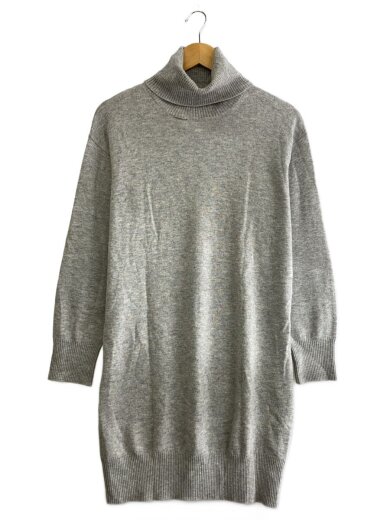 商品画像：長袖ワンピース/S/ウール/GRY/S51CT0876/タートルネック/エルボーパッチ/フォーステッチ 1