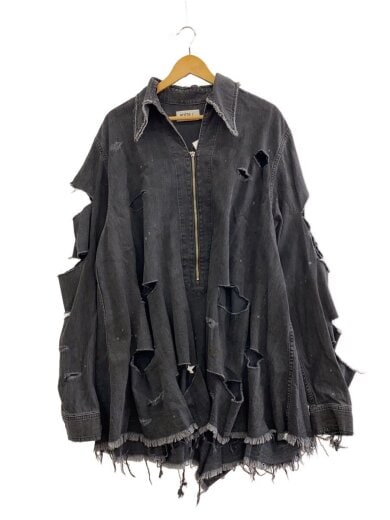 商品画像：DESTROY PULLOVER DENIM SHIRT/長袖シャツ/ジップアップ/FREE/コットン/BLK 1