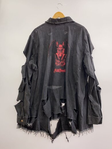 商品画像：DESTROY PULLOVER DENIM SHIRT/長袖シャツ/ジップアップ/FREE/コットン/BLK 2