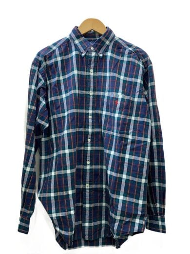 商品画像：90s/BLAIR/タータン/長袖シャツ/M/コットン/NVY/チェック 1
