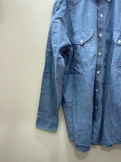 商品画像：80s/シャンブレー/長袖シャツ/L/コットン/BLU/無地 5