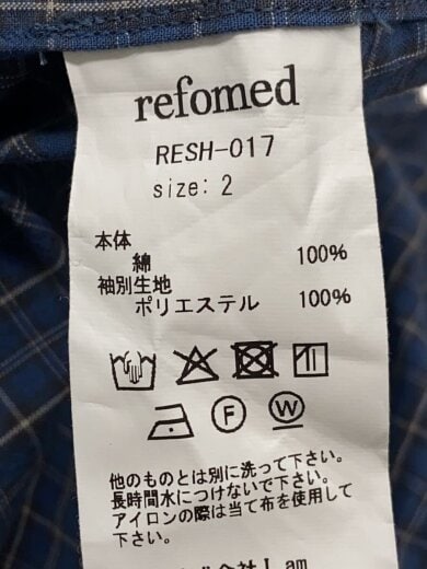 商品画像：WRIST PATCH WIDE SHIRT CHECK/2/コットン/BLU/チェック/RESH-017// 4
