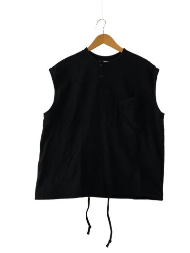 商品画像：ヘンリーネックカットソー/44/コットン/BLK/無地// 1