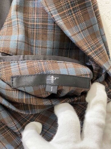 商品画像：ノースリーブディープロングジャケット/ベスト/1/ポリエステル/BRW/チェック/853006-540J 3