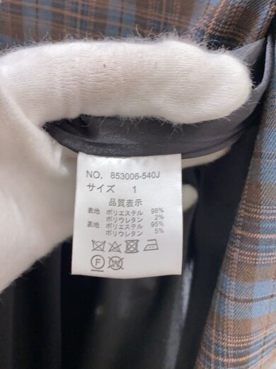 商品画像：ノースリーブディープロングジャケット/ベスト/1/ポリエステル/BRW/チェック/853006-540J 4