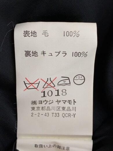 商品画像：ジャケット/3/ウール/BLK/無地/NY-J18-100/Y’s 4