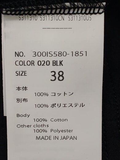 商品画像：Tシャツ/38/コットン/BLK/300IS580-1851 4