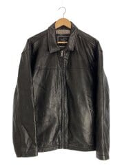 レザージャケット・ブルゾン/XL/レザー/BLK/無地