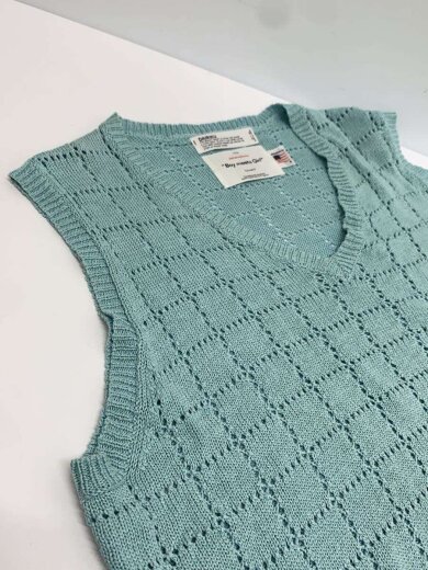 商品画像：ニットベスト(薄手)/FREE/コットン/BLU/無地/22SS K-4 6