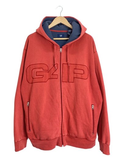 商品画像：ジップパーカー/XL/コットン/RED/無地 1