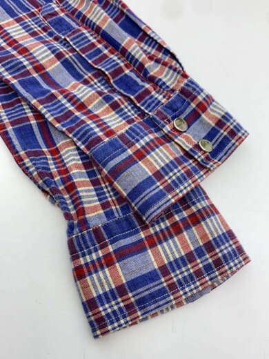 商品画像：長袖シャツ/ウェスタンシャツ/S/コットン/BLU/チェック 4