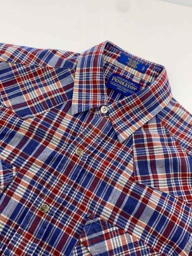 商品画像：長袖シャツ/ウェスタンシャツ/S/コットン/BLU/チェック 5