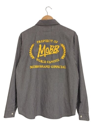 商品画像：長袖シャツ/M/コットン/BLK/ストライプ/MOBB-SASAK36 2