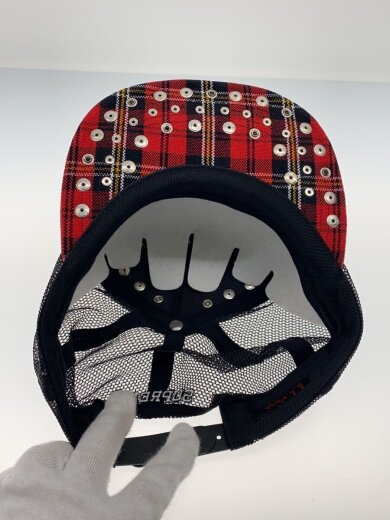 商品画像：メッシュキャップ/FREE/ポリエステル/RED/チェック/メンズ 4