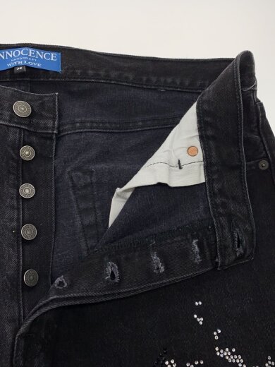 商品画像：ストレートパンツ/36/コットン/GRY/無地/ラインストーン 3