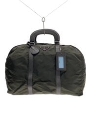 三角ロゴプレート/ボストンバッグ/ナイロン/KHK/無地