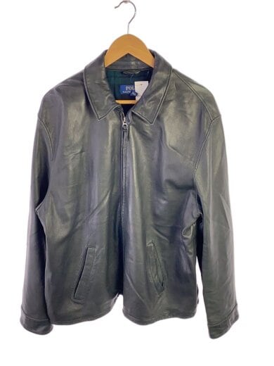 商品画像：襟元/ジップ付近/腰回り擦れ有レザージャケット・ブルゾン/XL/羊革/BLK/無// 1