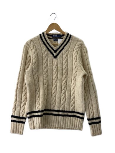 商品画像：90s/ケーブルニット　エルボーパッチ/ニット・セーター(厚手)/M/ウール/B 1