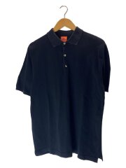 コットンニットポロシャツ/M/ブラック/無地