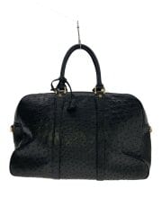 オーストリッチ/2WAY/ボストンバッグ/ショルダーバッグ/レザー/ブラック