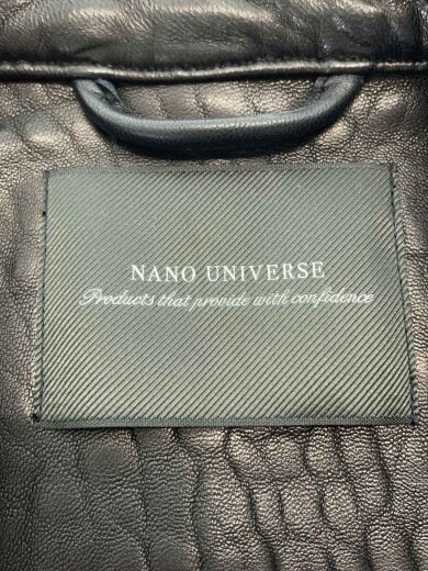 画像：nano universeセミダブルライダースジャケット/レザージャケット/S/羊革/ブラック/668-11130023