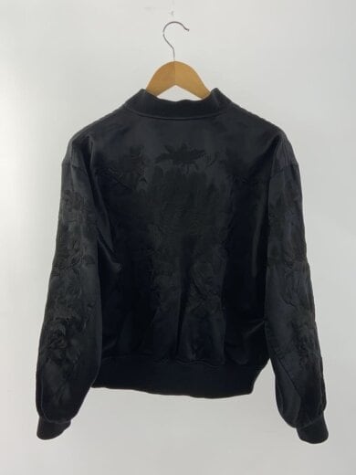 商品画像：リバーシブル/総刺繍/花柄/スカジャン/M/ウール/ブラック/総柄/THJBH-12580// 2