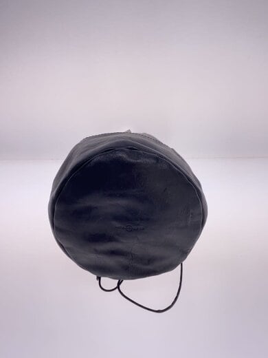 商品画像：DRAW STRINGS POUCH/巾着バッグ/レザー/ブラック 4