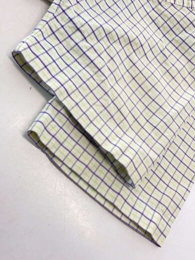 商品画像：BLAKE/チェック/ボタンダウン/半袖シャツ/M/コットン/ホワイト×ブルー×グリーン 4