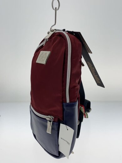 商品画像：タグ付/ボディバッグ/ショルダーバッグ/ナイロン/レザー/ボルドー/パープル/2X 367 2