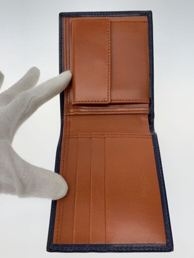 商品画像：SIMPSON LONDON/ブライドルレザー2つ折り財布/ネイビー/W112/シンプソンロンドン 4