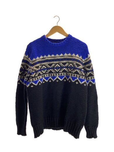 商品画像：ノルディック柄/ニット・セーター/L/ウール/総柄/ブルー×ブラック/0105861 1