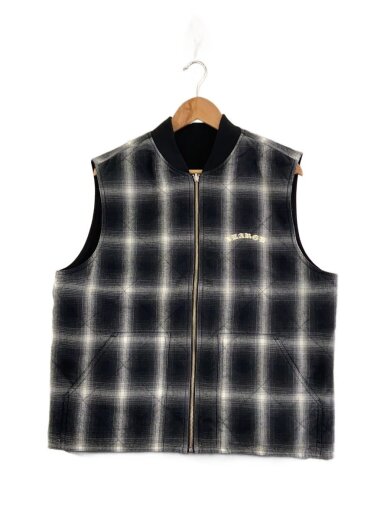 商品画像：OMBRE PLAID REVERSIBLE VEST/リバーシブルベスト/L/BLK/101233021005// 1