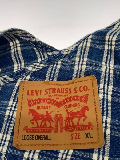 商品画像：WORKWEAR LOOSEオーバーオール チェック/XL/コットン/インディゴブルー/0057W-0003// 4