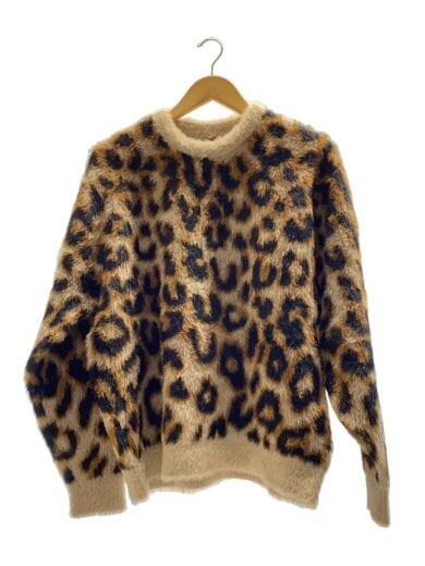 商品画像：LEOPARD CREW SWEATER/ニット・セーター/L/ナイロン/キャメル/レオパード 1