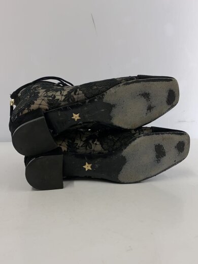 画像：Christian Dior箱有/NAUGHTILY-D/レース/花柄/ショートブーツ/36/BLK/スウェード4