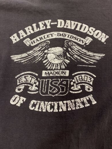 画像：HARLEY DAVIDSON80s/VINTAGE/イーグル/87年コピーライト/サンフェード/Tシャツ/--/コットン/BLK//7