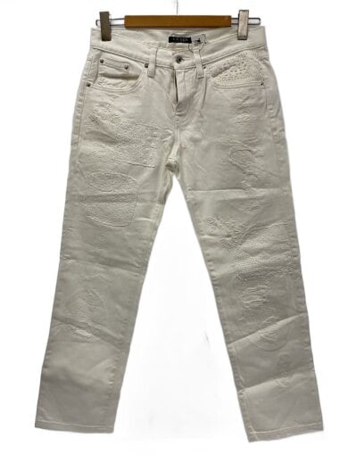 商品画像：パッチワーク/レース/リペア加工/ストレートパンツ/2/コットン/WHT 1