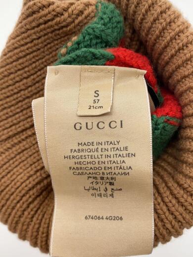 画像：GUCCIニットキャップ/S/ウール/CML/レディース/674064　4G2064