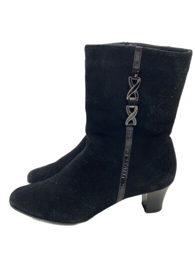 商品画像：ショートブーツ/22cm/BLK/スウェード/64374 1