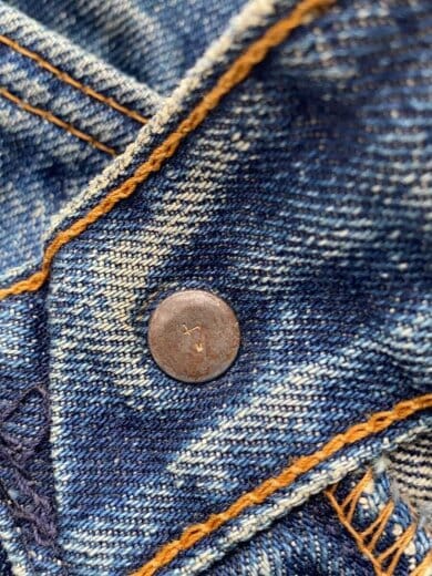 商品画像：60-70s/VT/606/BIGE/実寸W30/デニム/インディゴ/オレンジタブ/スレ有/ボタン裏 6